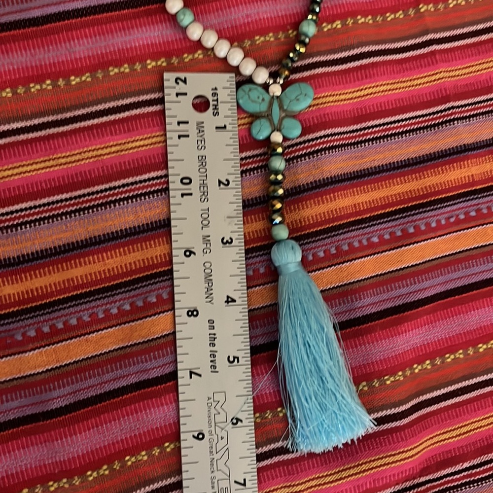 π¦ 3 FOR $20 ITEM π¦ NWT Spring/Summertime Beaded Tassel Butterfly Necklace - Picture 5 of 5